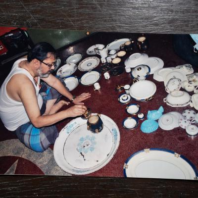 Mr Shiblee Karim Cleaning The Antique Crockeries